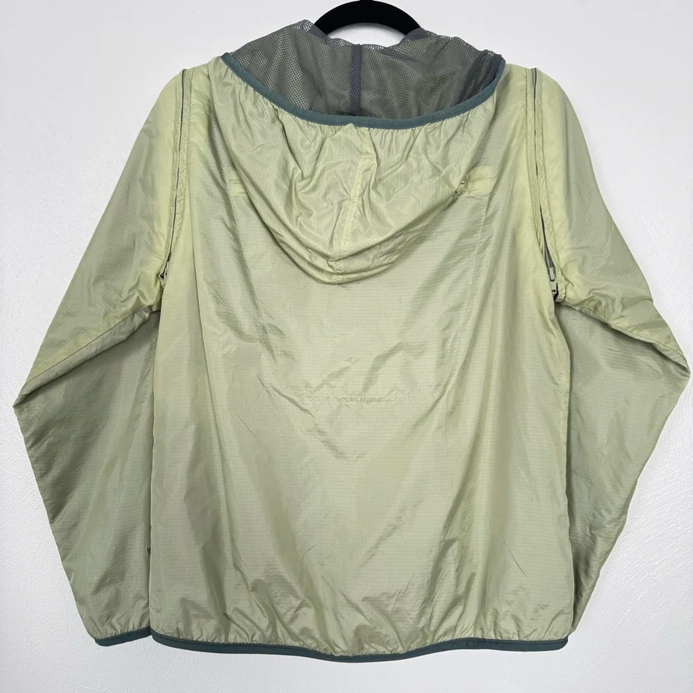 Woolrich Jacket Women Small Green Nylon Windbreaker Removable‎ Sleeves Outdoor